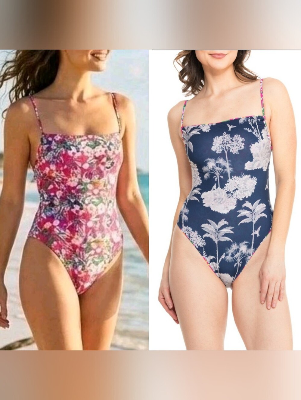 NWT $174 Maaji Brittany L Reversible OnePiece Swimsuit Floral Summer Pink Cheeky